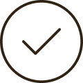 Black check mark line icon on a white background